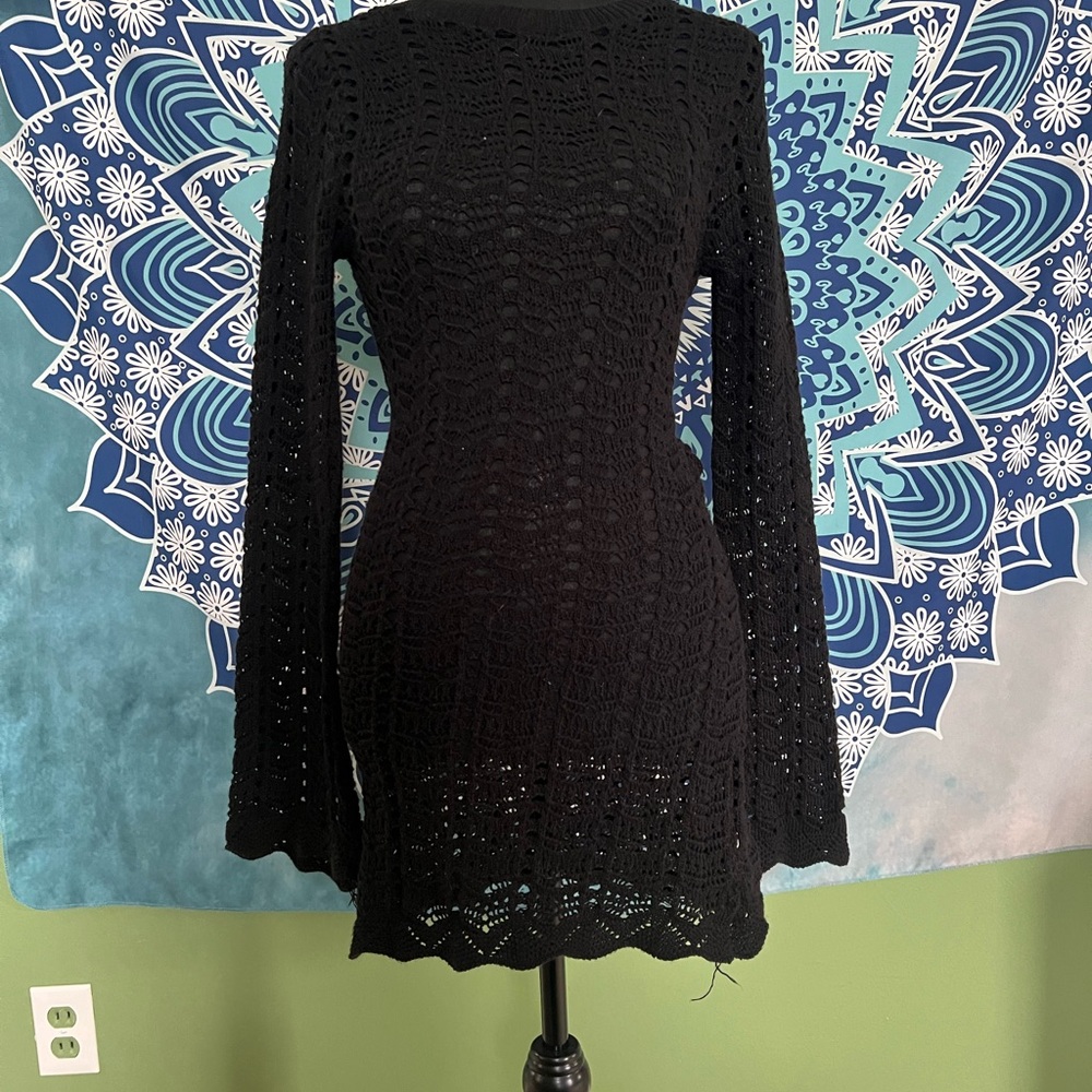 Elegant Black Crochet Dress
